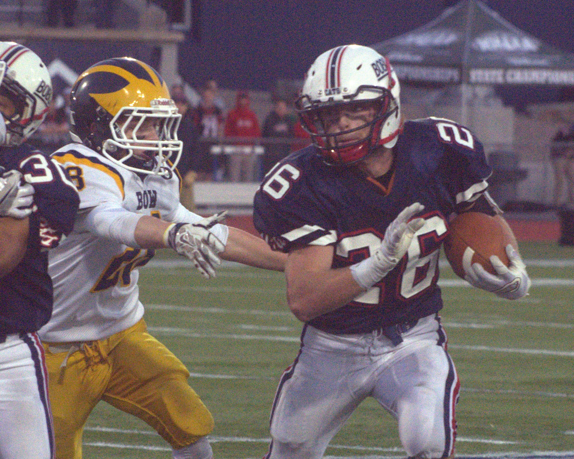 Plymouth's Connor Magowan gets away from Bow's Jack Wixson.