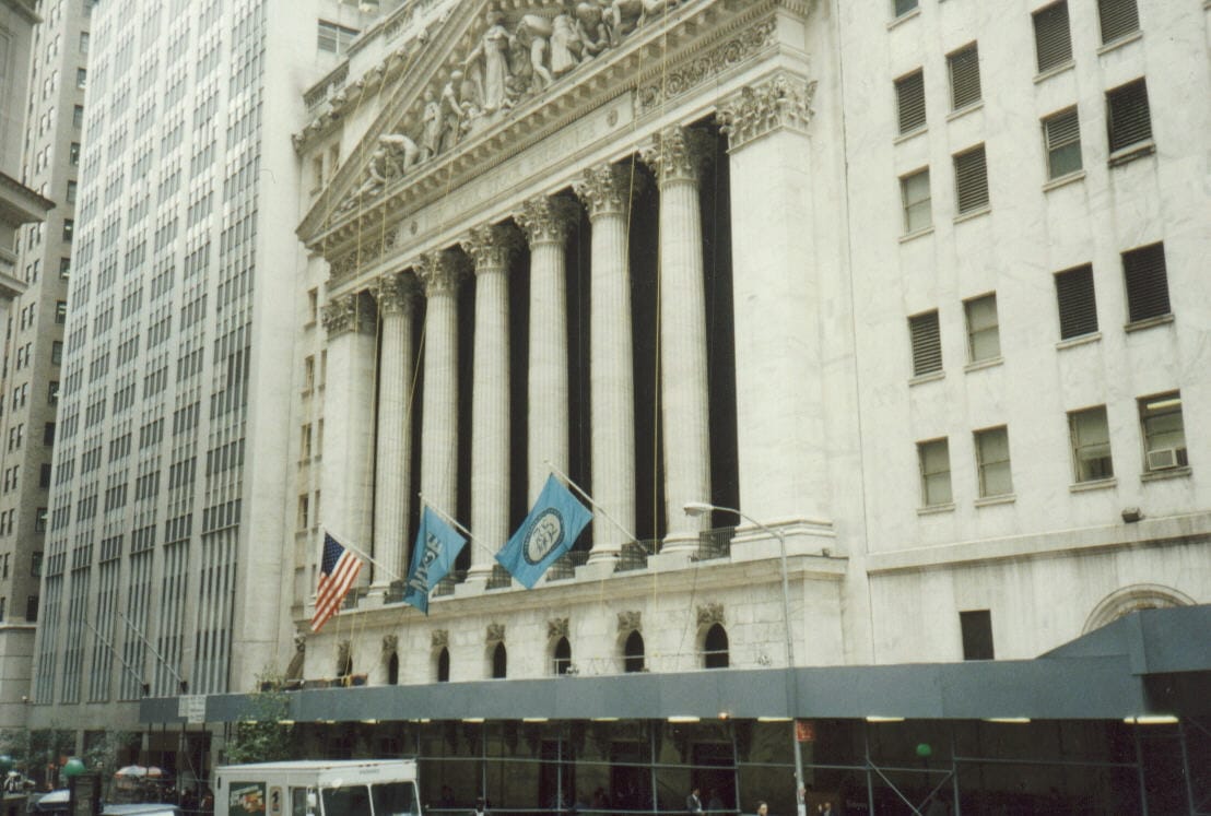 The New York Stock Exchange building on Broad Street in Manhattan