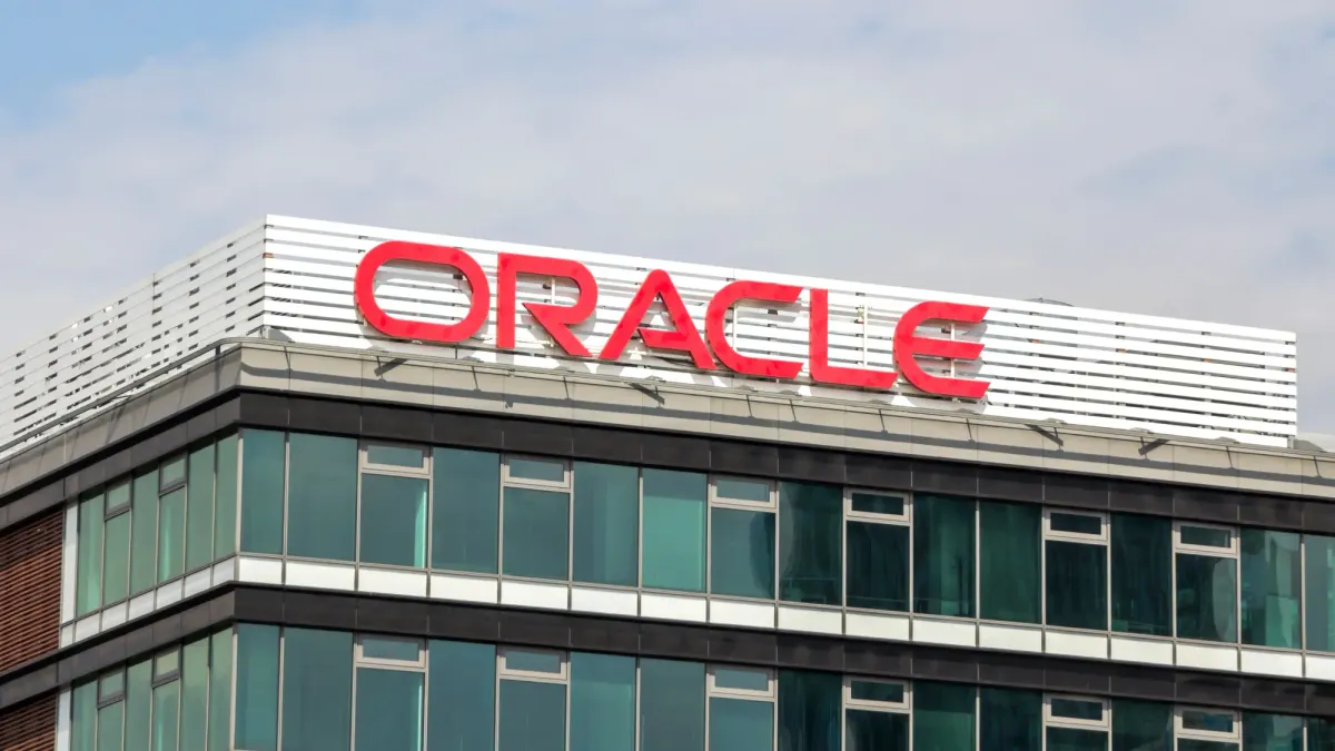 Oracle sign on their office building.