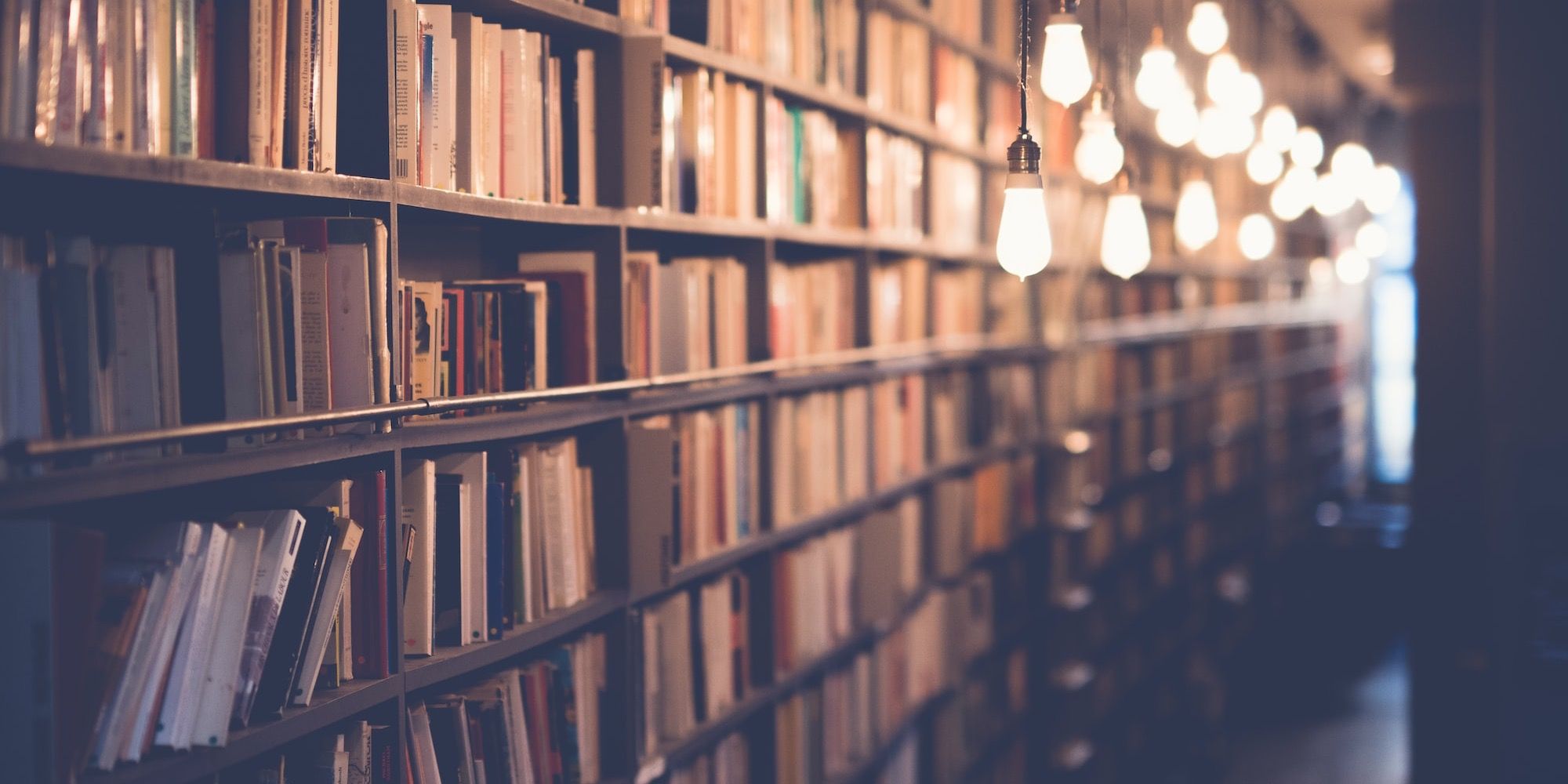 photo of library with turned on lights