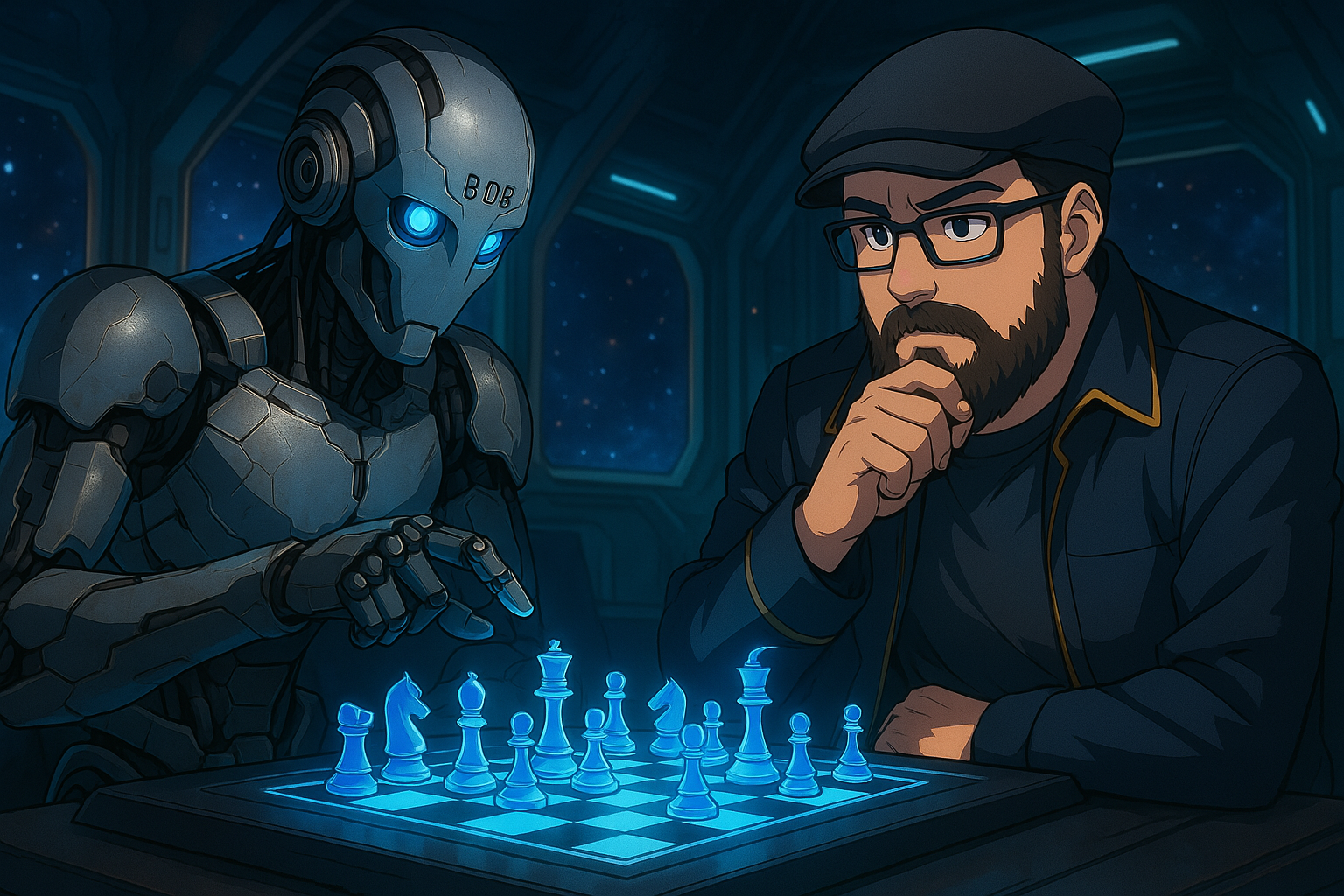 Bob und Matt McKenzie spielen zusammen Holo Schach