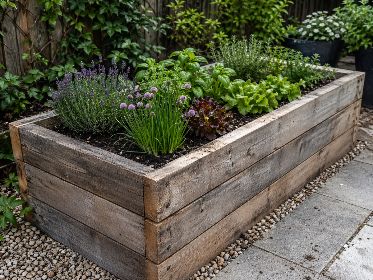 garden planters made from scaffolding boards
