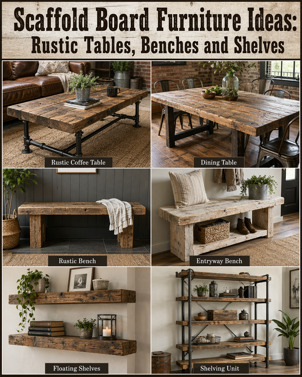 Scaffold Board Furniture Ideas: Rustic Tables, Benches and Shelves