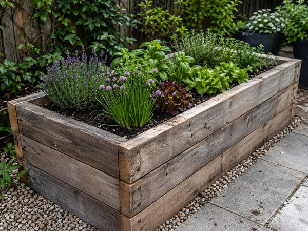 garden planters made from scaffolding boards