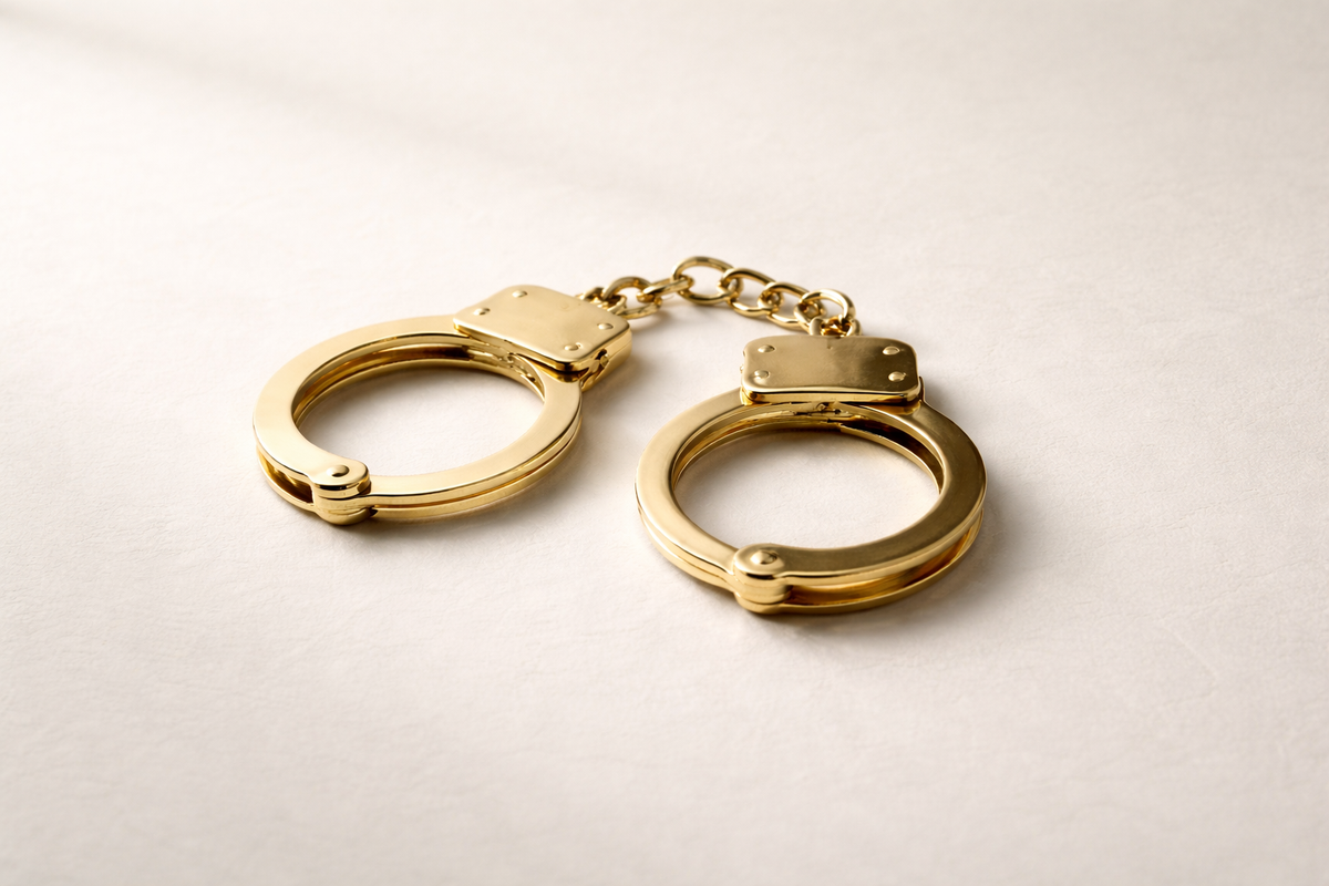 gold handcuffs symbolizing golden handcuff career trap