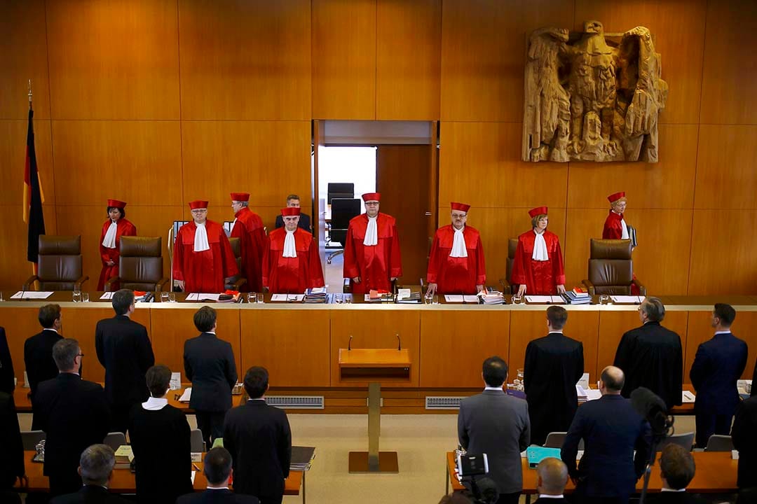 德国联邦宪法法院审理，新纳粹政党「德国国家民主党」的违宪解散案。摄：Kai Pfaffenbach/REUTERS