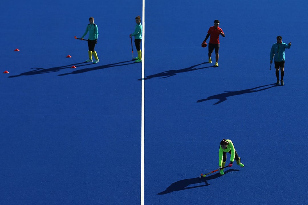 2016年7月31日，中国女子曲棍球队正在练习。