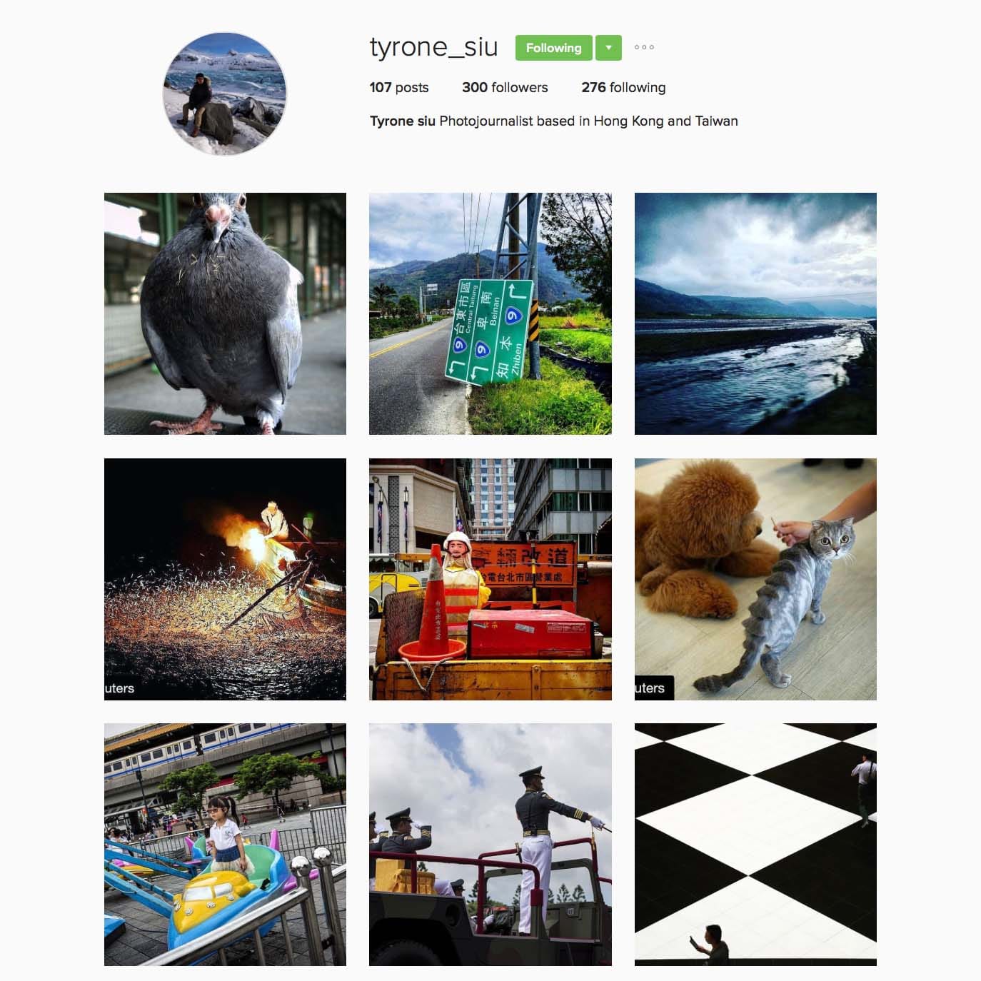 Tyrone Siu(@Tyrone_Siu)，Reuters驻台湾摄影记者，常往返港台两地拍摄。