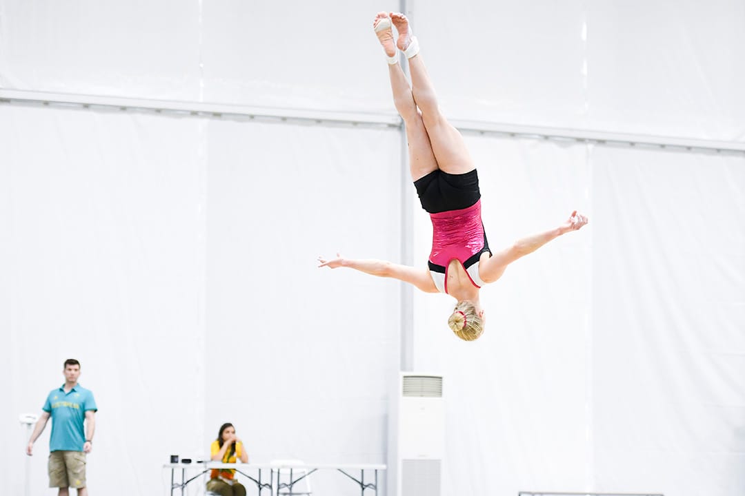 2016年7月31日，澳洲体操选手Larrissa Miller 正在练习。