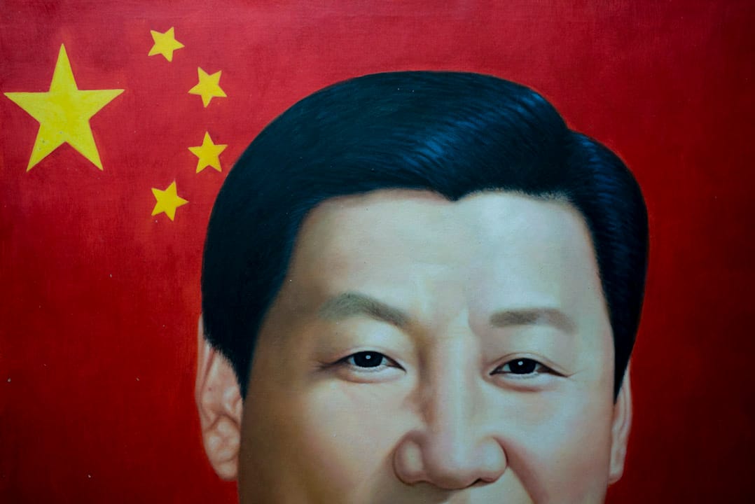 在大芬村，畫家通常會以客人提供的照片來繪畫領導人，這幅肖像就是由一位客人將習近平照片與中國五星紅旗合成作影像，再付費讓畫家繪製而成的。