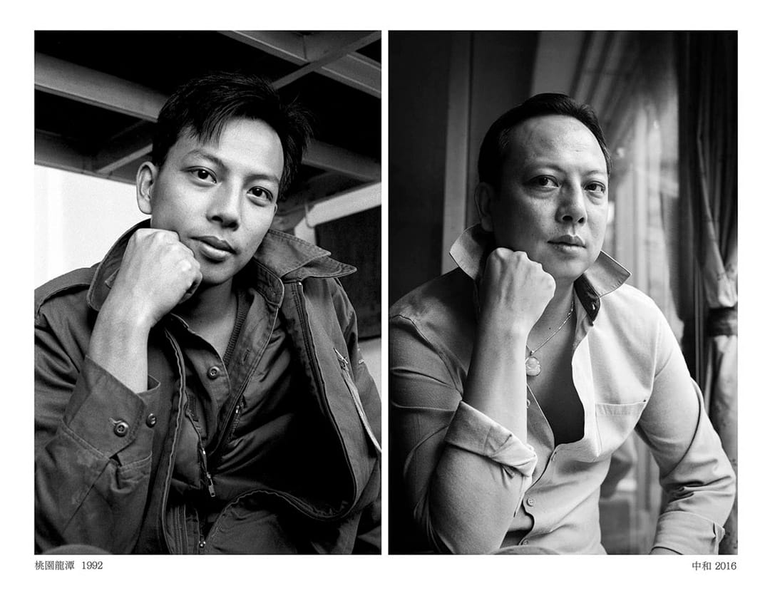 （左）上兵 张益生，桃园龙潭，1992．12 （右）营造业副总经理张益生 中和，2016．11。