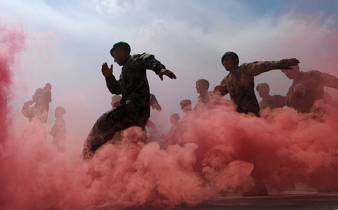 2011年3月31日，阿富汗军队在首都喀布尔的军事训练中心进行步操仪式。