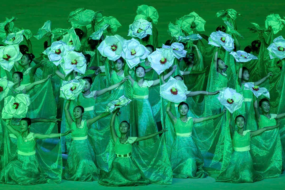 2018年9月9日，朝鲜庆祝建国70周年大型文艺表演晚会，“阿里郎”艺术表演。