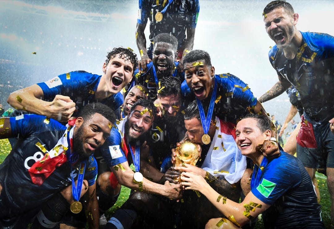 2018年7月15日，俄罗斯莫斯科卢日尼基体育场，法国以4比2击败对手克罗地亚成为2018世界杯冠军。