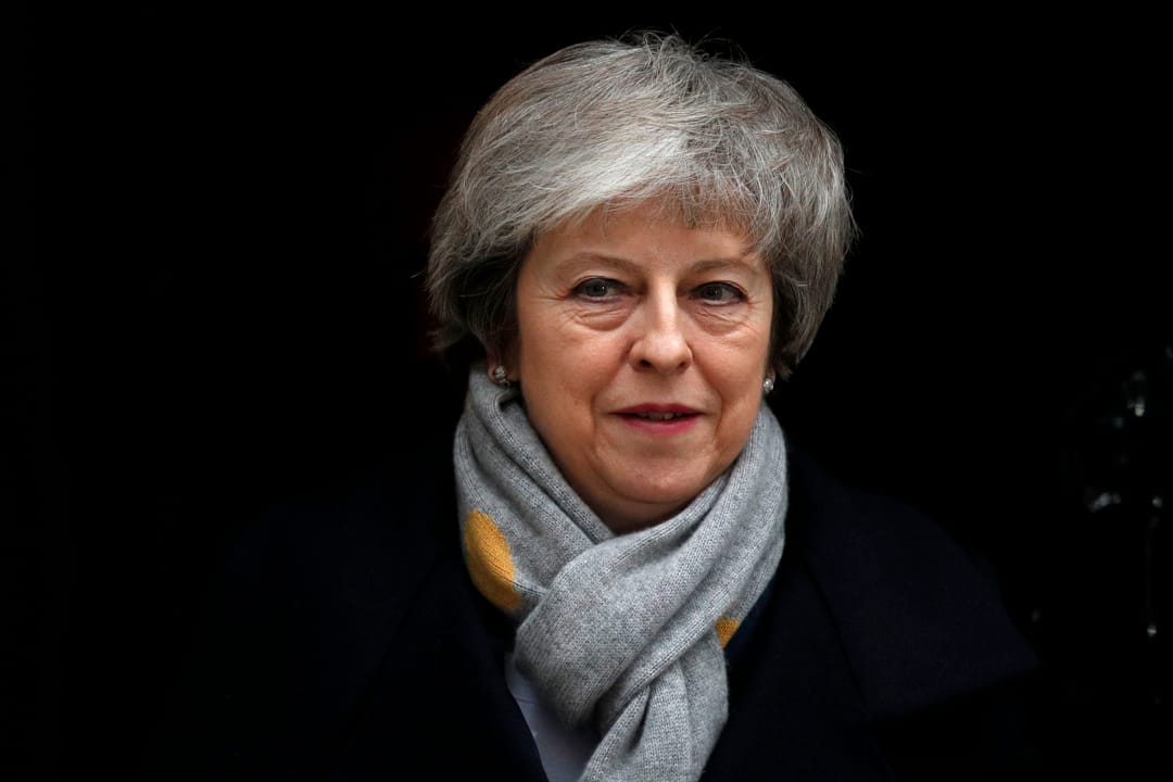 2019年1月15日，英国首相特雷莎·梅（Theresa May）于每周一次的内阁会议后离开唐宁街十号。