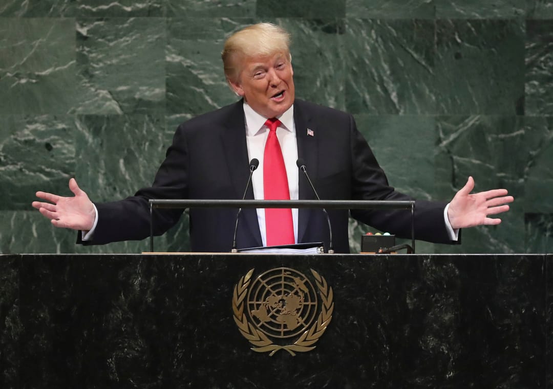 特朗普在聯合國大會上說自己的政績是美國歷史上最棒的，後來他為了解嘲，說自己不過是開個玩笑。