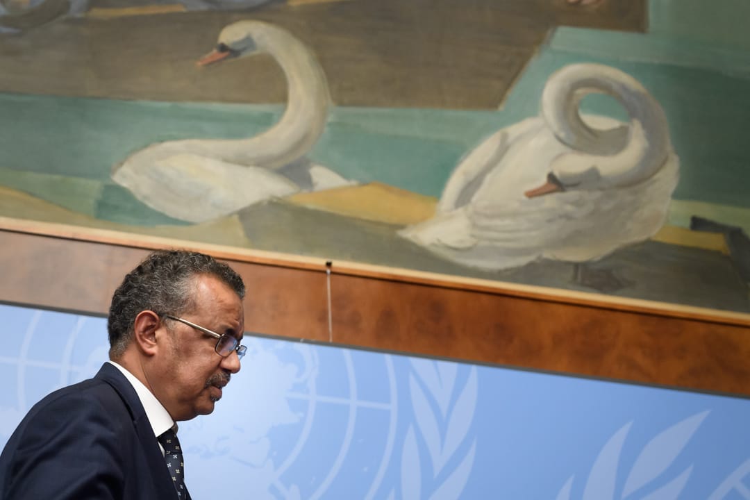 2020年1月29日，世界卫生组织总干事谭德塞就新型管状病毒的疫情召开记者会。