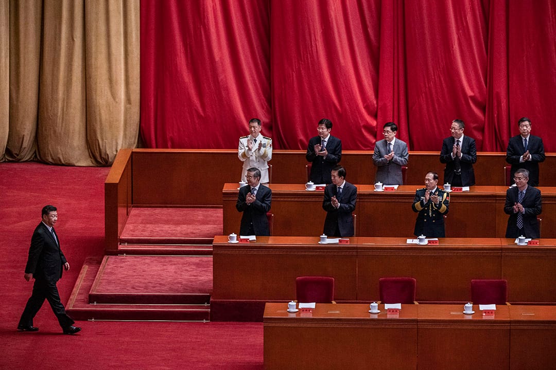 2020年10月23日中国北京，中国国家主席习近平在中国举行的庆祝中国抗战胜利70周年的仪式上。