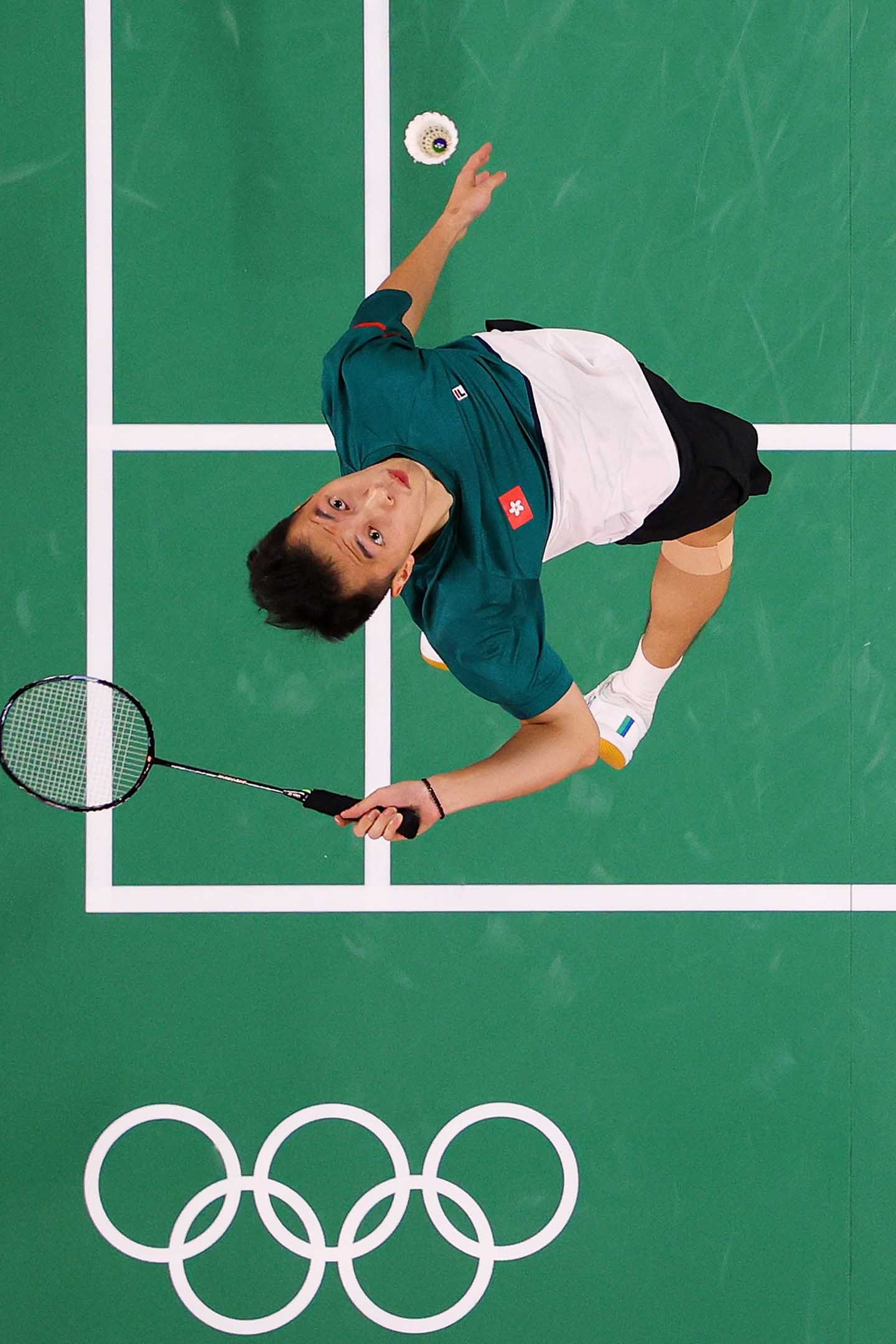 2021年7月28日東京奧運會，香港隊的伍家朗與危地馬拉隊的凱文·科登比賽。