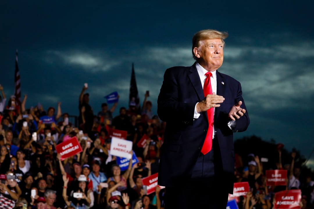 2021年7月3日，美國前總統特朗普抵達佛羅里達州舉行集會。