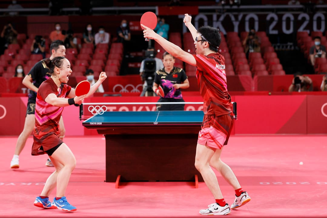 2021年7月26日，東京奧運混雙金牌賽，伊藤美誠搭檔水谷隼，擊敗了中國選手劉詩雯與許昕。