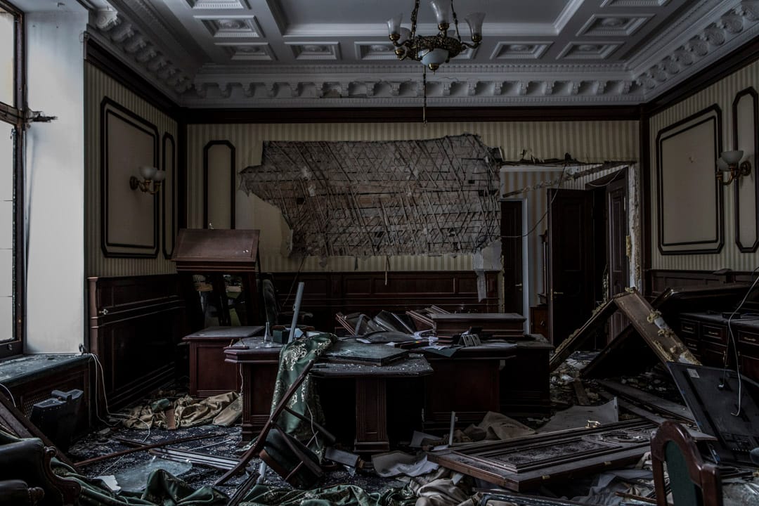 2022年3月9日，乌克兰第二大城市哈尔科夫，被俄军炮弹炸毁的州长办公大楼。