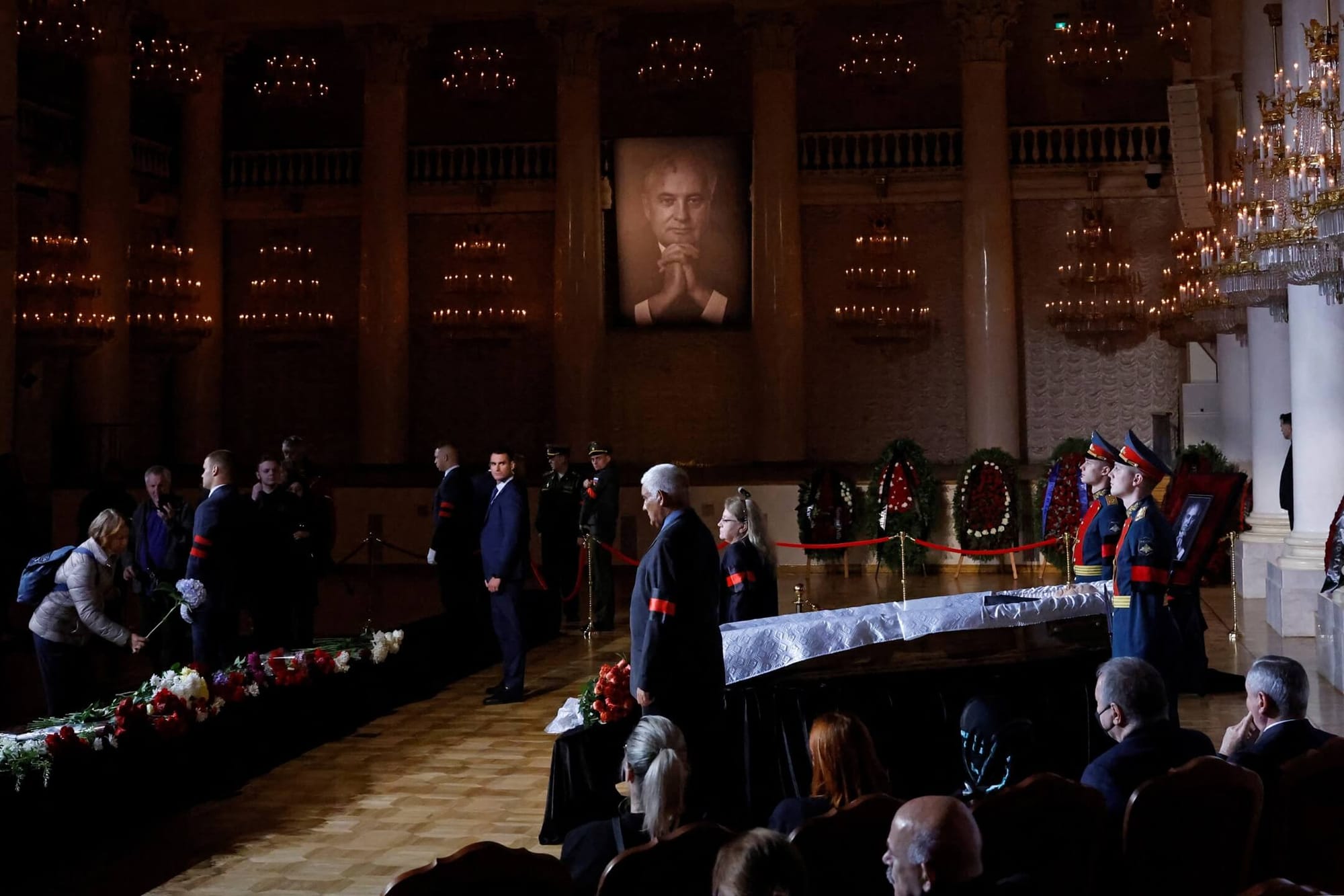 2022年9月3日，戈尔巴乔夫的遗体告别仪式在俄罗斯首都莫斯科举行，大批民众前往悼念。