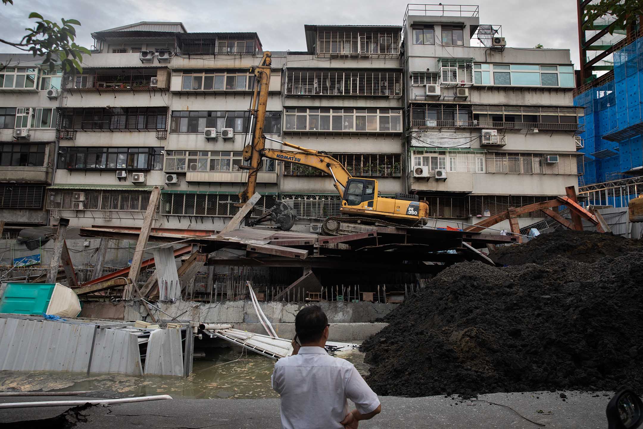 2023年9月8日，台北大直民宅塌陷。攝：陳焯煇/端傳媒