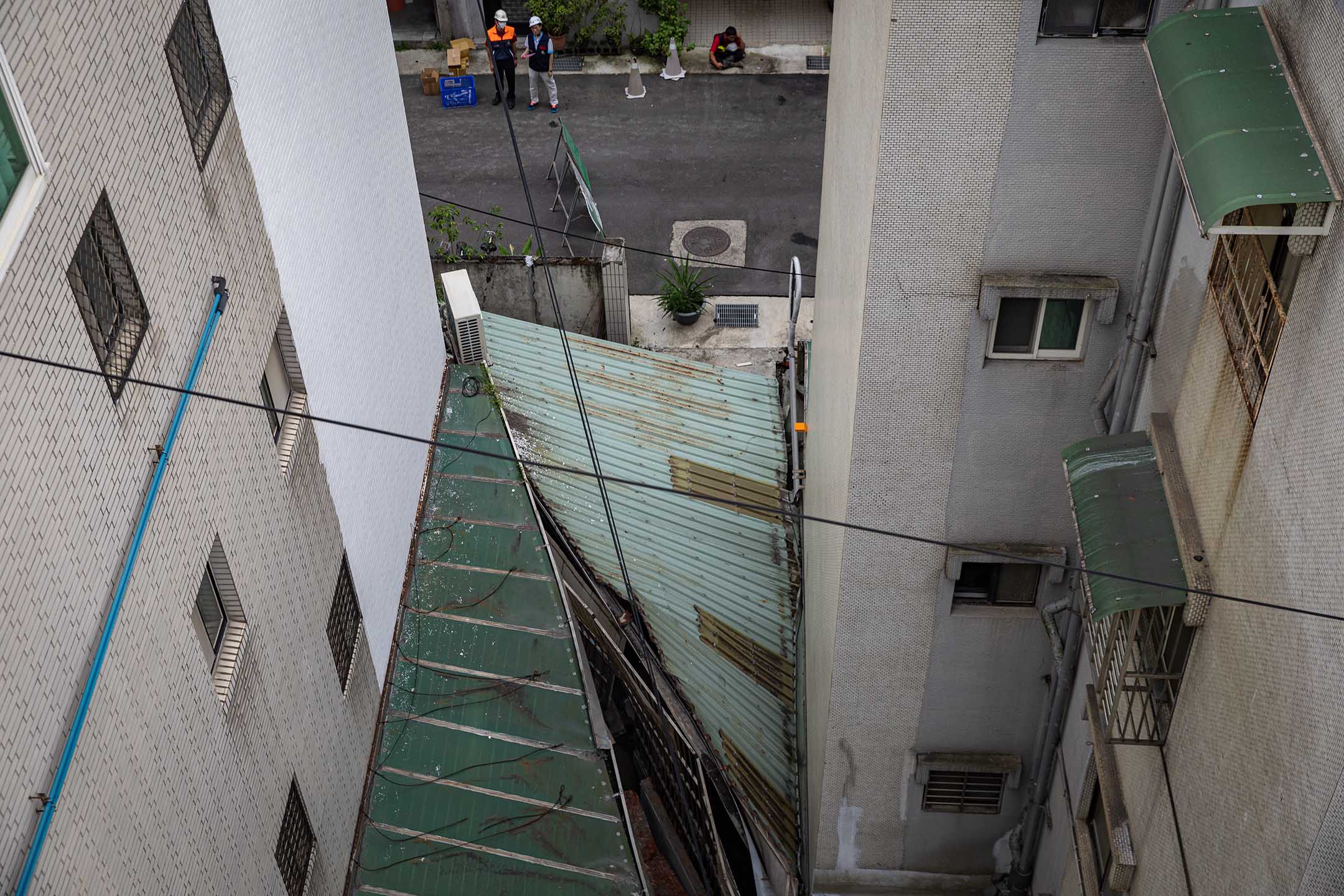 2023年9月8日，台北大直民宅塌陷。攝：陳焯煇/端傳媒