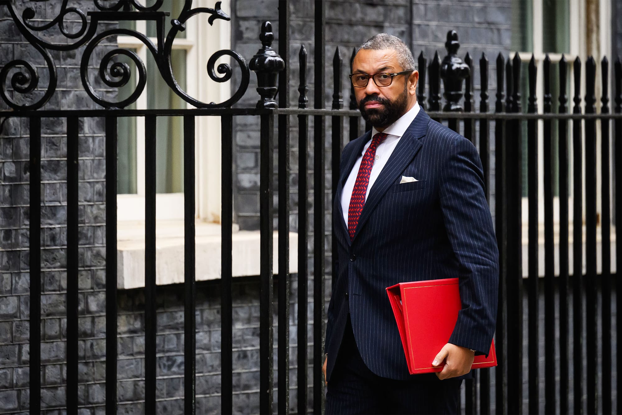 2023年11月14日，英國現任外長祁湛明（James Cleverly）到唐寧街接任內政大臣職務。攝：Leon Neal/Getty Images