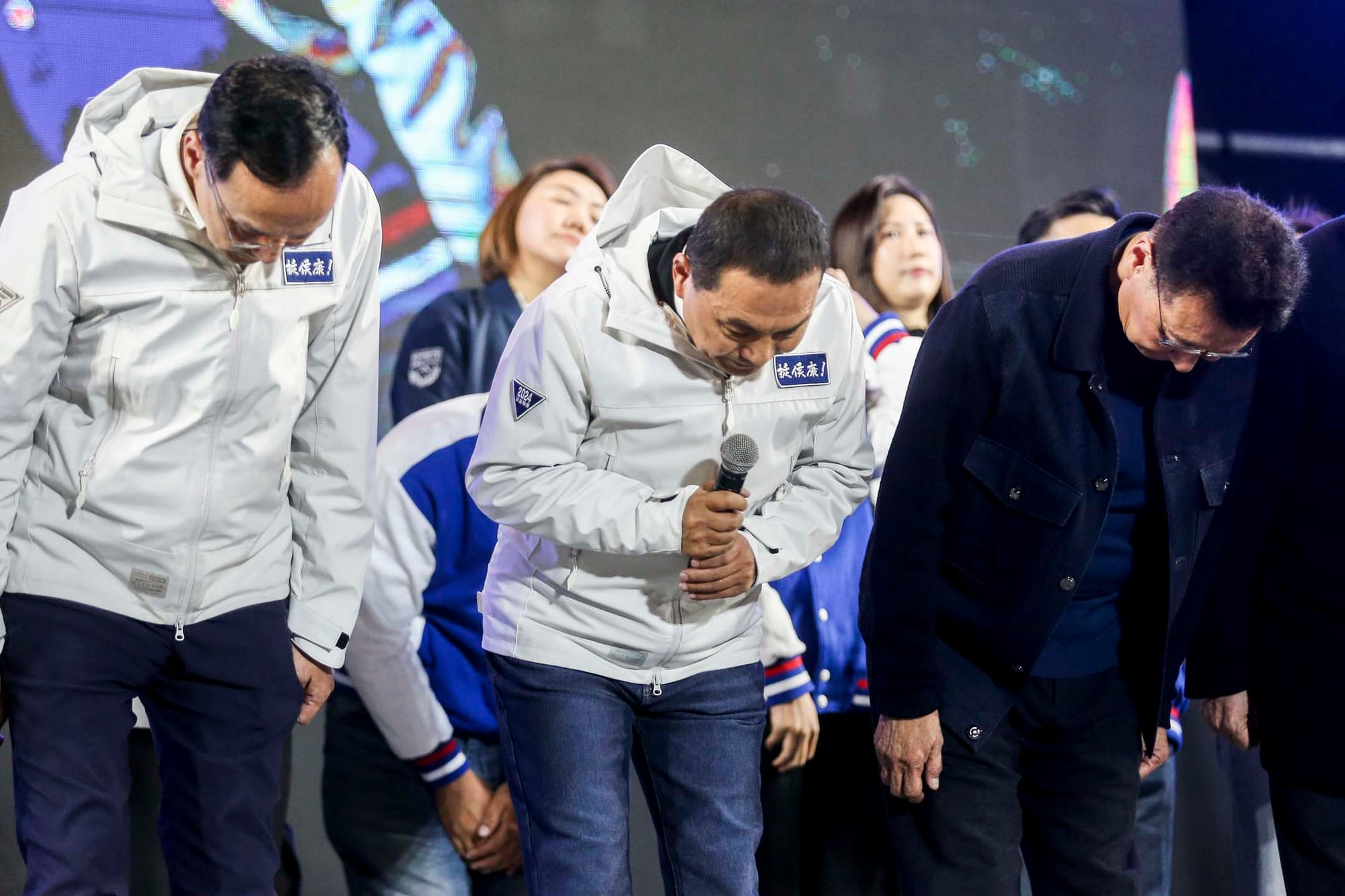 2024年1月13日,台湾大选开票,侯友宜竞选总部开票现场。摄:黄永俊/端传媒