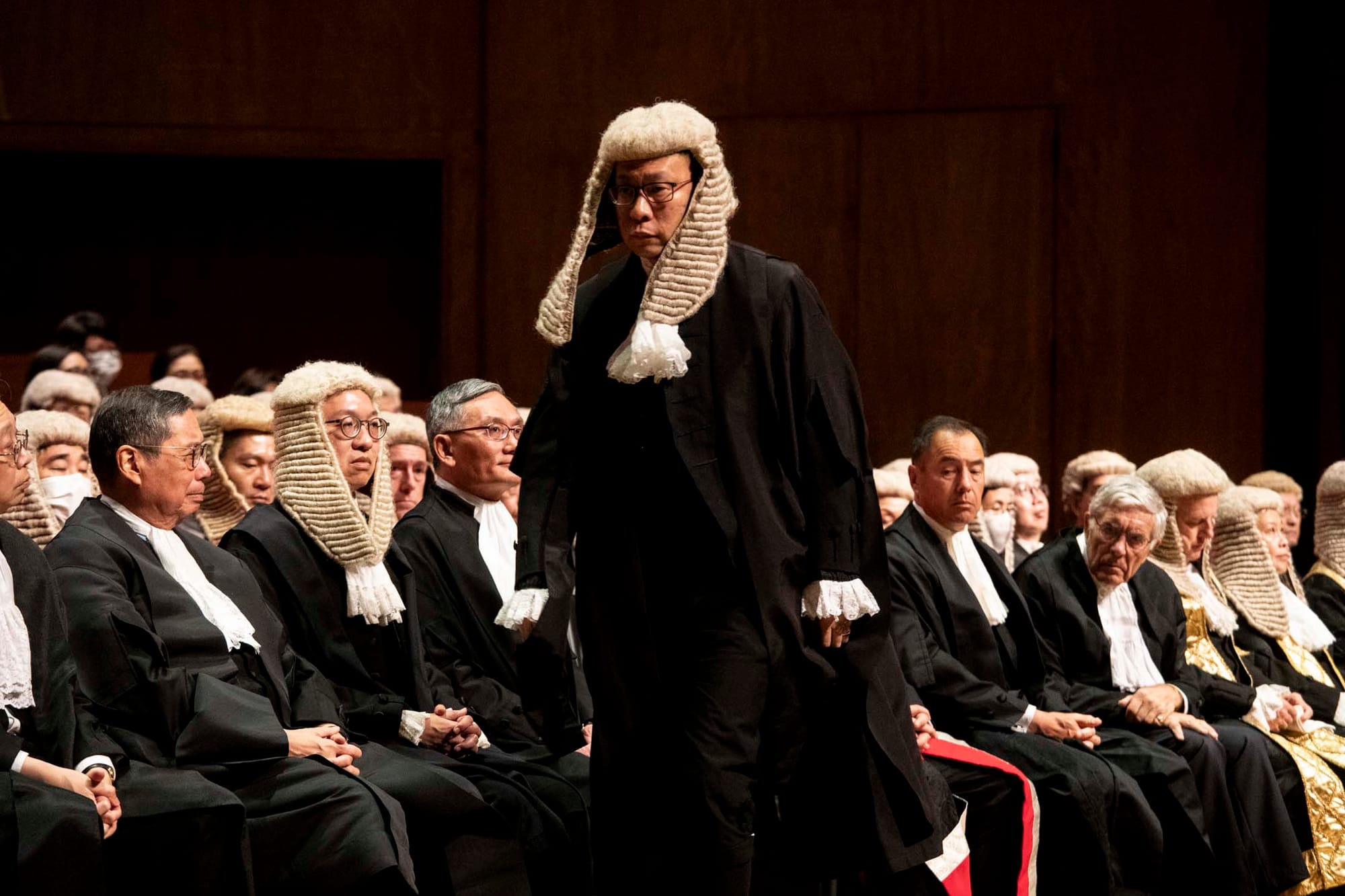 2024年1月22日，大律師公會主席杜淦堃在法律年度開啟典禮上發言。攝：林振東/端傳媒