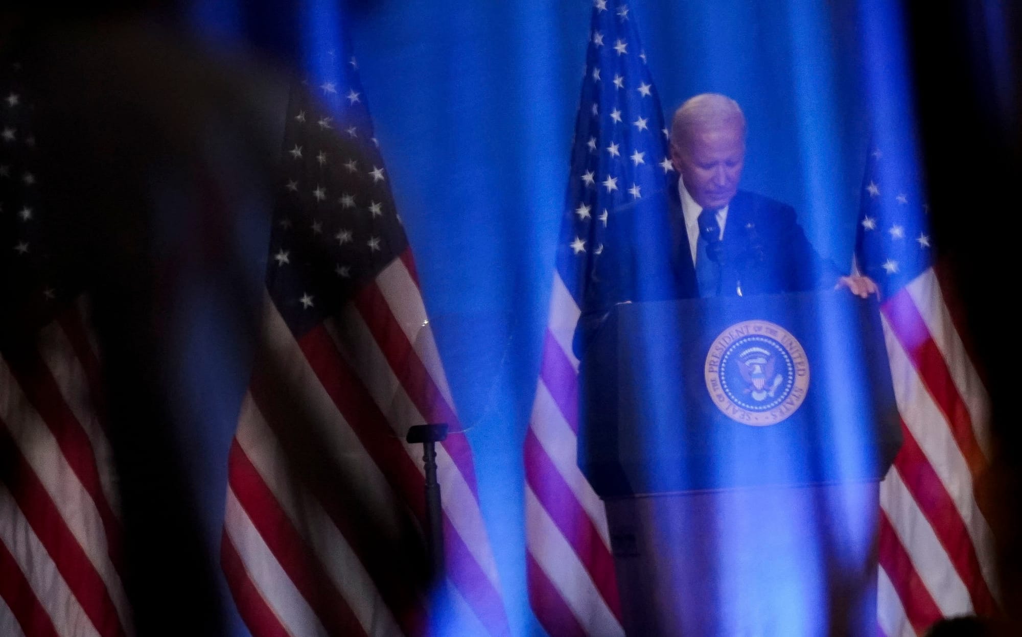 2024年7月11日，美國總統拜登在華盛頓舉行的北約 75 週年峰會期間舉行新聞發布會。攝：Nathan Howard/Reuters/達志影像