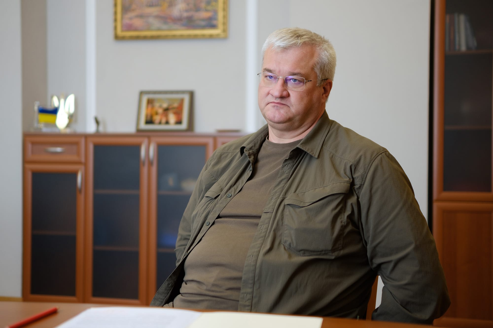 2022年8月30日，烏克蘭基輔，瑟比哈（Andrii Sybiha）在接受媒體訪問。攝：Vitalii Nosach /Global Images Ukraine via Getty Images