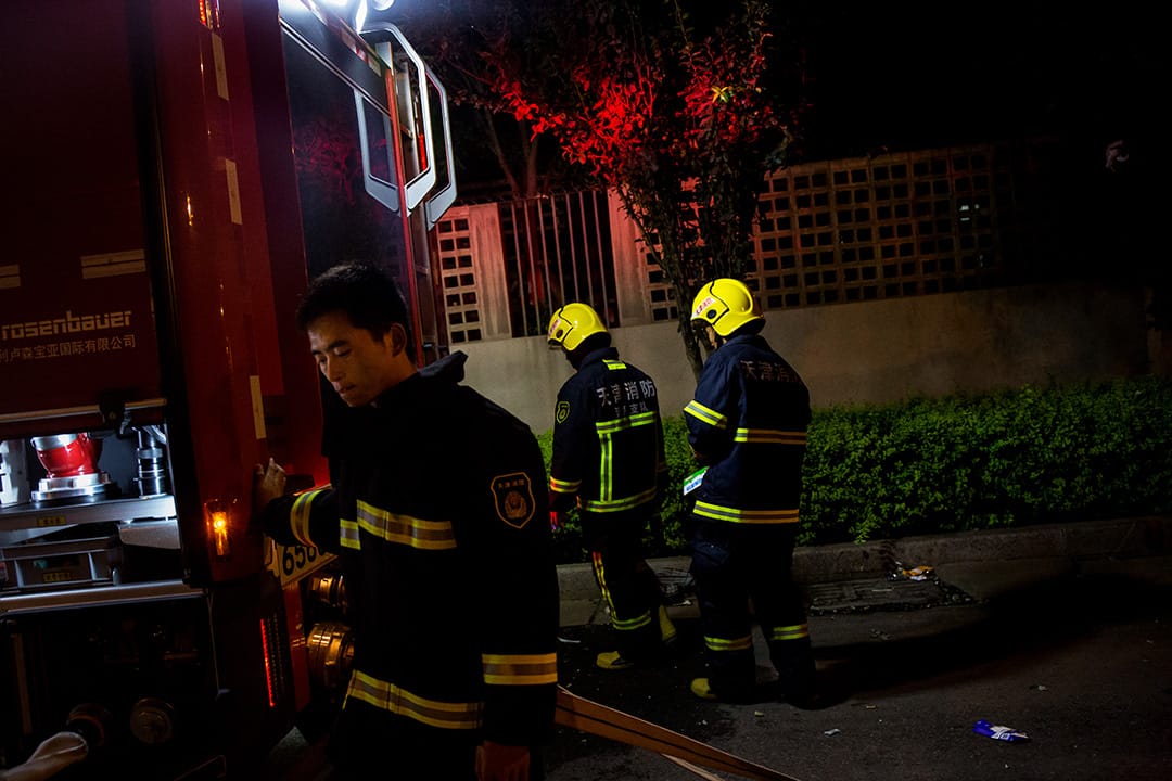 爆炸事件期間執勤的消防員。