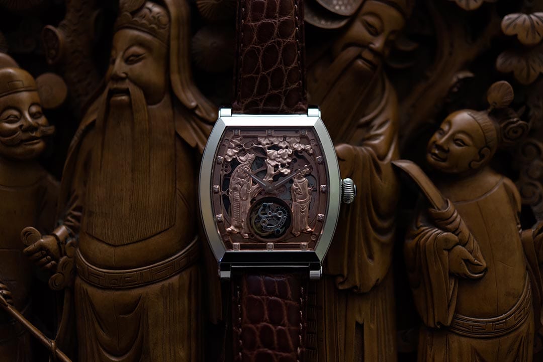 以中国木雕作为主题， MEMORIGIN 的手表带有浓浓的中国风。摄：LIT MA/端传媒