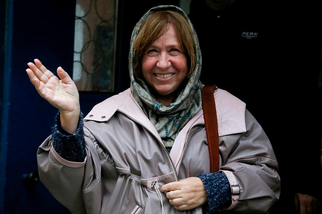 奪得今年的諾貝爾文學獎的白俄羅斯女作家阿列克謝耶維奇(Svetlana Alexievich)。 攝:Sergei Grits/AP