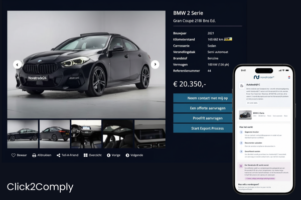 Novatrade24 lanceert Click2Comply: KYC/KYB-compliance voor auto-exporteurs