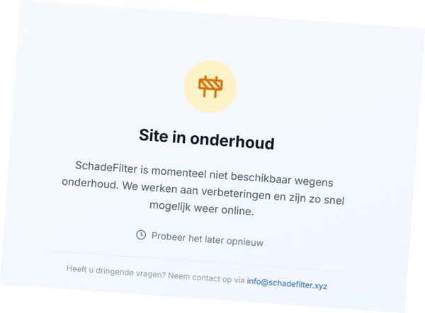 SchadeFilter.xyz offline 'in verband met Solera'
