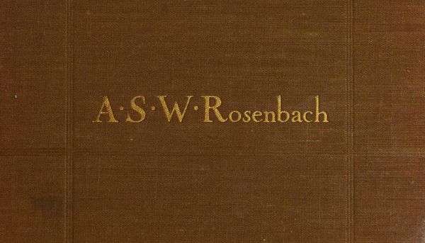 close up of brown cloth section of Rosenbach book cover