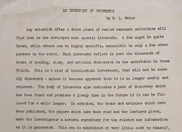 An Inventory of Interests (2021)