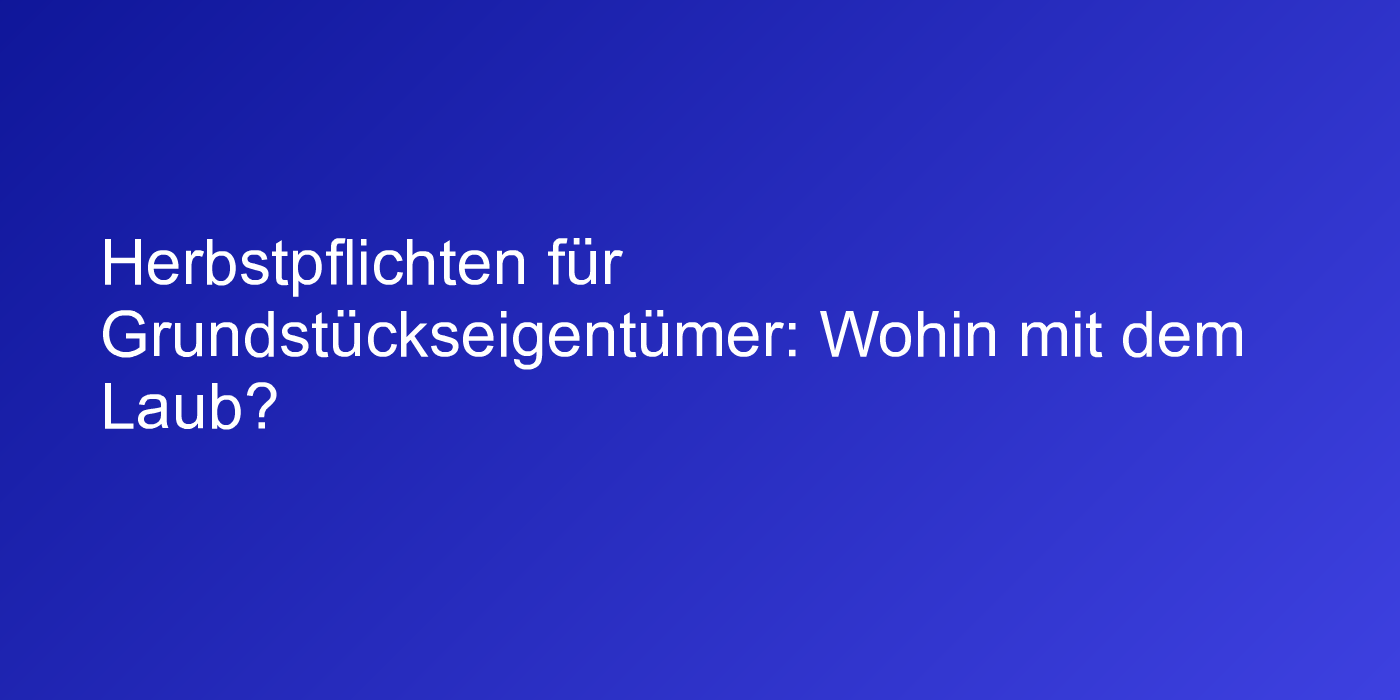 Herbstpflichten für Grundstückseigentümer: Wohin mit dem Laub?