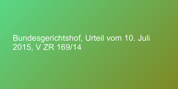 Bundesgerichtshof, Urteil vom 10. Juli 2015, V ZR 169/14