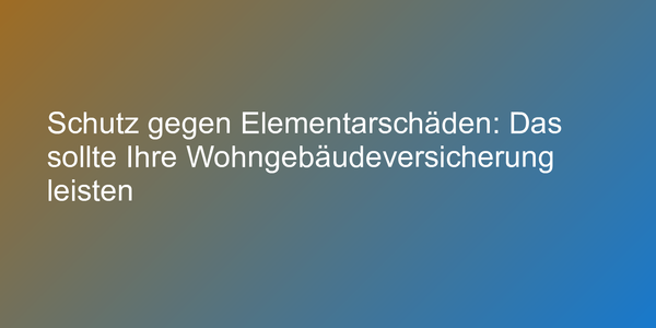 Schutz gegen Elementarschäden: Das sollte Ihre Wohngebäudeversicherung leisten