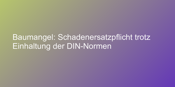 Schadenersatz wegen Baumängeln