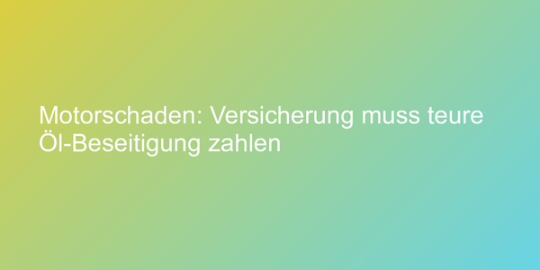 Motorschaden: Versicherung muss teure Öl-Beseitigung zahlen