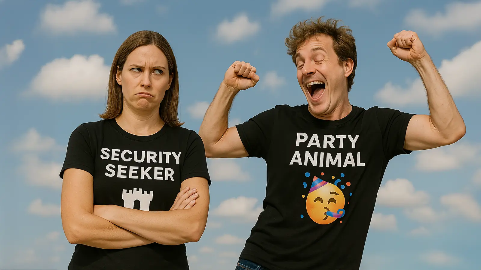 A Divergent Money Type Security Seeker looking disapprovingly at a Party Animal