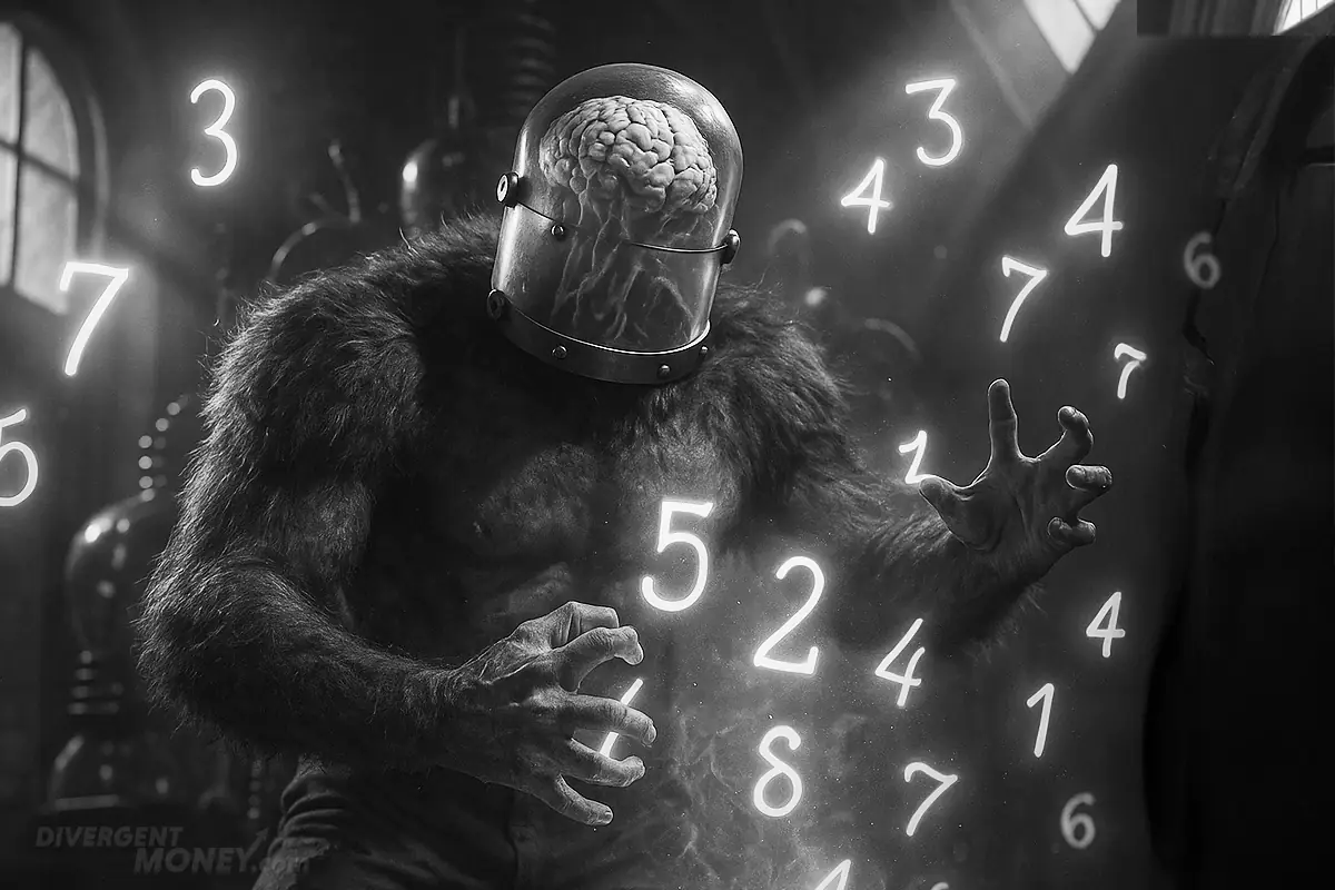  A man made monster breaks free and chases down floating numbers.