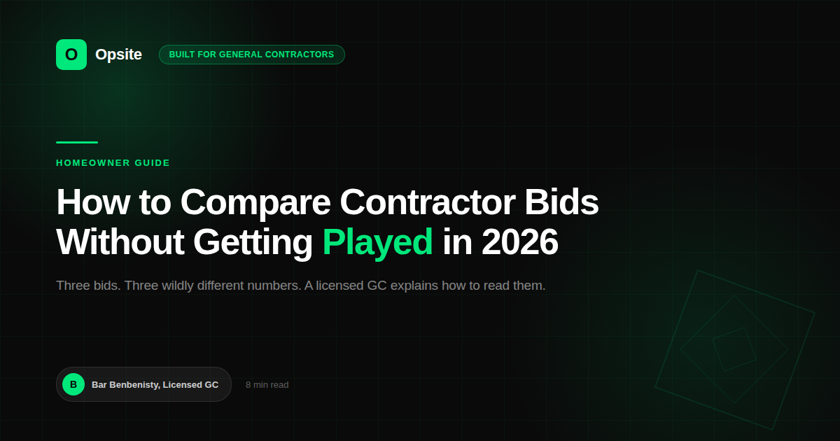 How to Compare Contractor Bids Without Getting Played in 2026