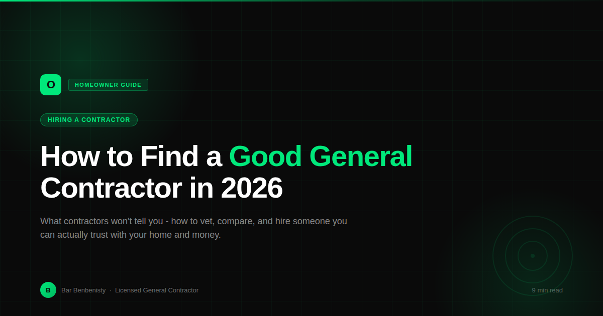 How to Find a Good General Contractor in 2026